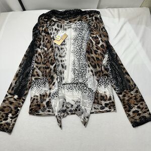 Mona Leah Couture Women's XL Brown Drape Open Front Long Sleeve Cardigan Top